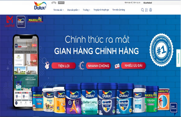 giao diện thiết kế website bán sơn ấn tượng